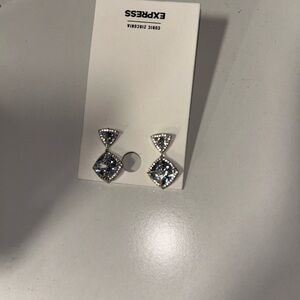Express Silver and Blue Diamond-Shaped Earrings